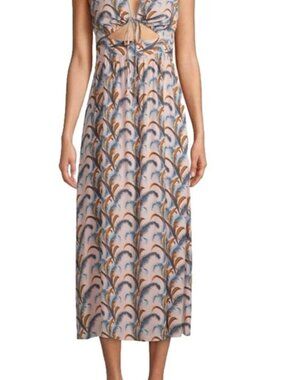 SUI by Anna Sui Long Falling Feather/Floral Midi Dress size L